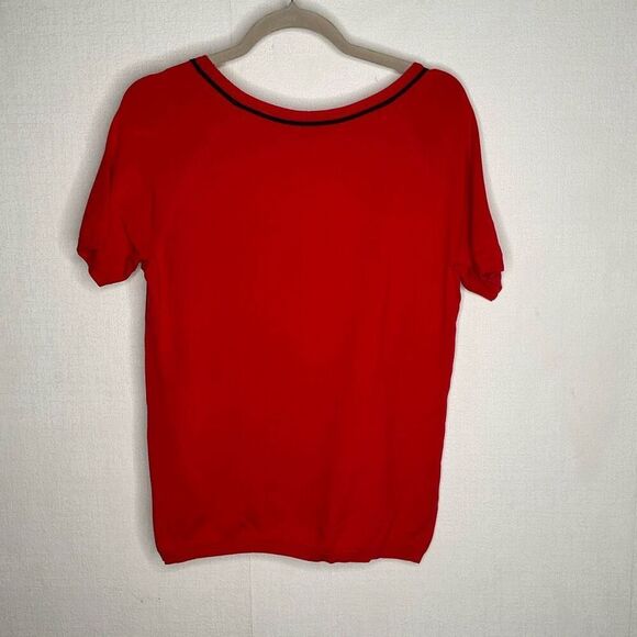 Pendleton Sweater Womens Medium Red Knit Short‎ Sleeve Silk Nylon Minimalist EUC - Picture 6 of 8